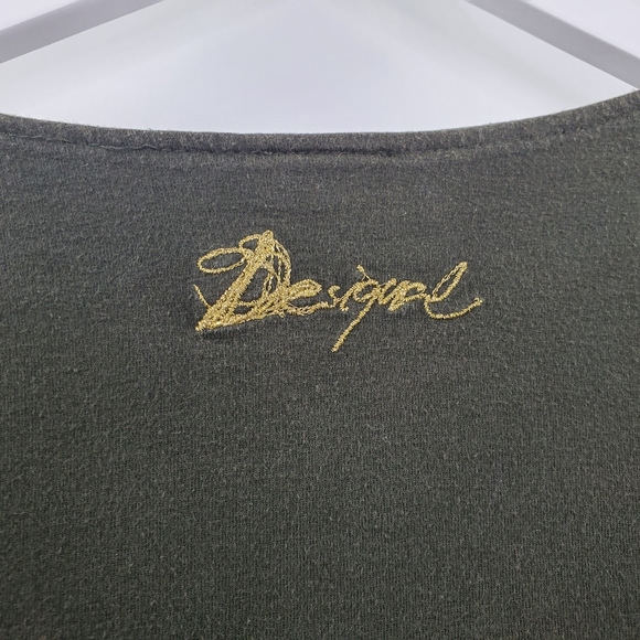 Desigual Boho Beaded Floral Tunic Long Sleeves Top Gray - Picture 4 of 7